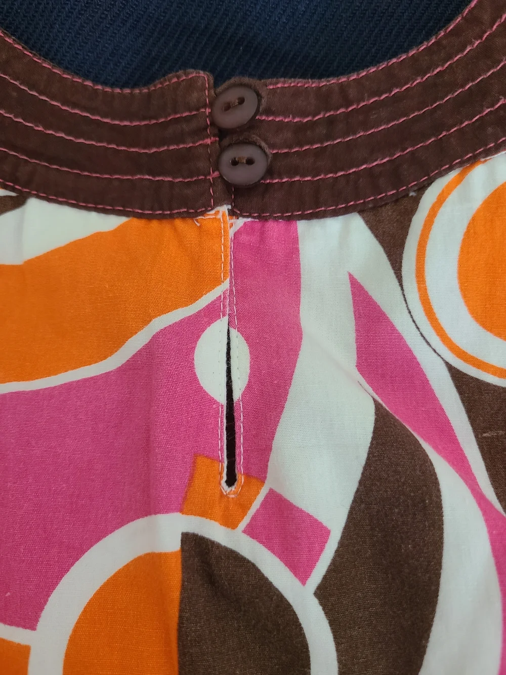 Retro Halter A-Line Dress in Pink, Orange & Brown Size 14